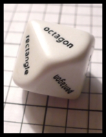 Dice : Dice - 10D - Koplow English Word Shapes White and Black Die - Troll and Toad Dec 2010